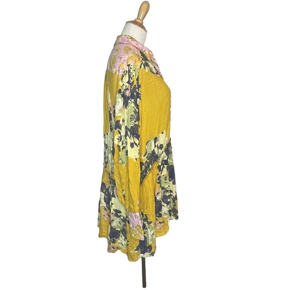 NWOT Free People Yellow Floral Brunch A ButtonUp Mini Dress/Blouse S - Picture 4 of 16